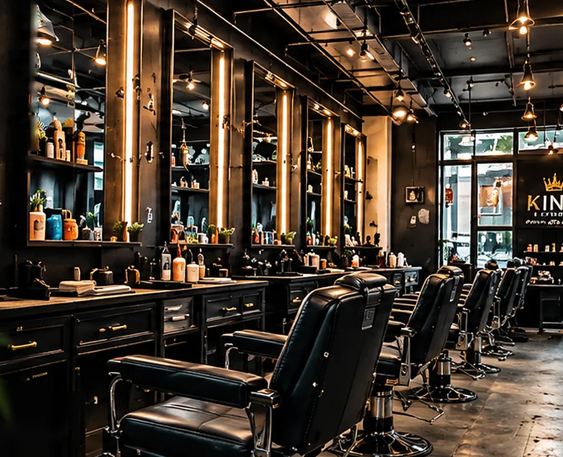 Không gian King Barbershop với ghế cắt tóc da